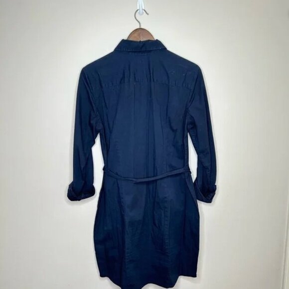 Tommy Hilfiger Poplin Button Down Shirt Dress with Belt Navy Size Large - Picture 2 of 10